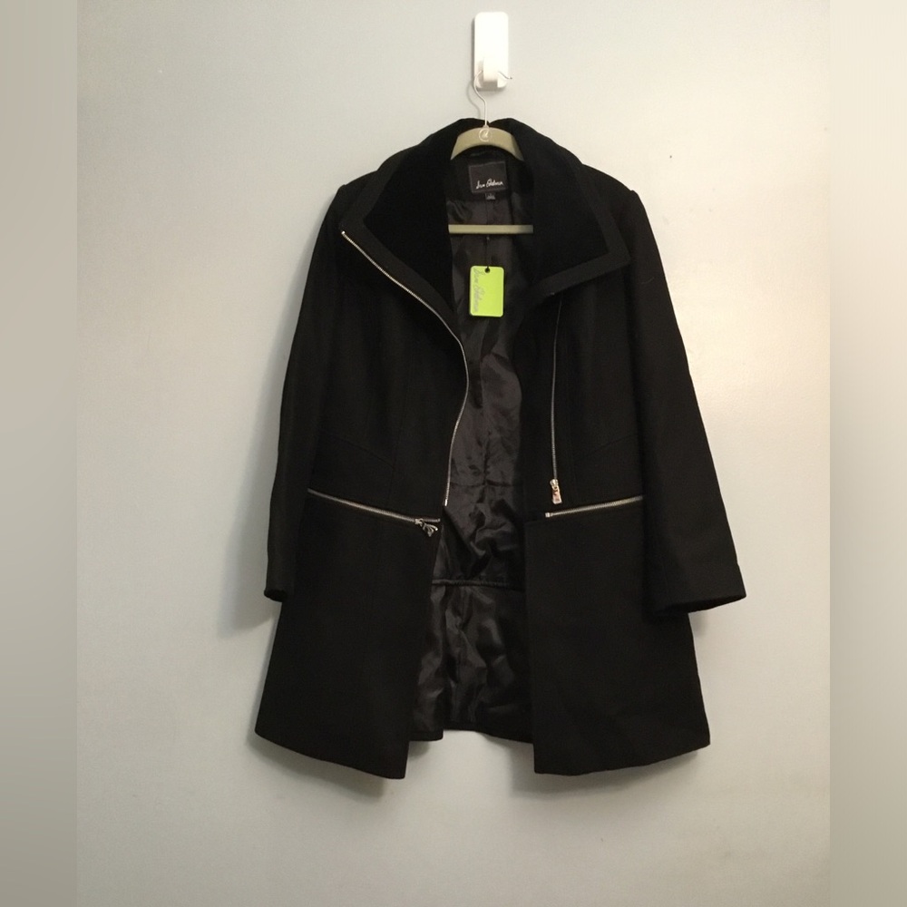 Sam Edelman Black Trench Coat with Zipper Details